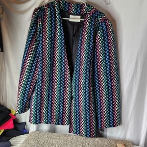 Women's Black & Multi Colors Blazer - D.K. Gold